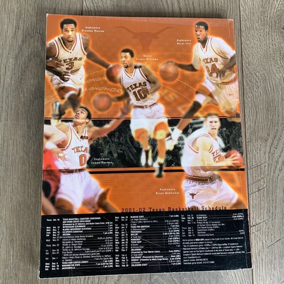 2001-02 Texas Men’s Basketball Media Guide UT University Of Texas Longhorns - Picture 2 of 8